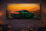 Quadro Porsche 911 — Verde Serra, Pôr do Sol (Acrílico Cristal)