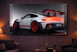 Quadro GT3 RS — Branco Gelo, Fúria Vermelha (Acrílico Cristal)