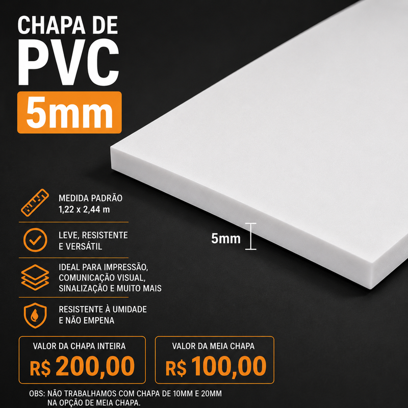 CHAPA DE PVC EXPANDIDO 5MM