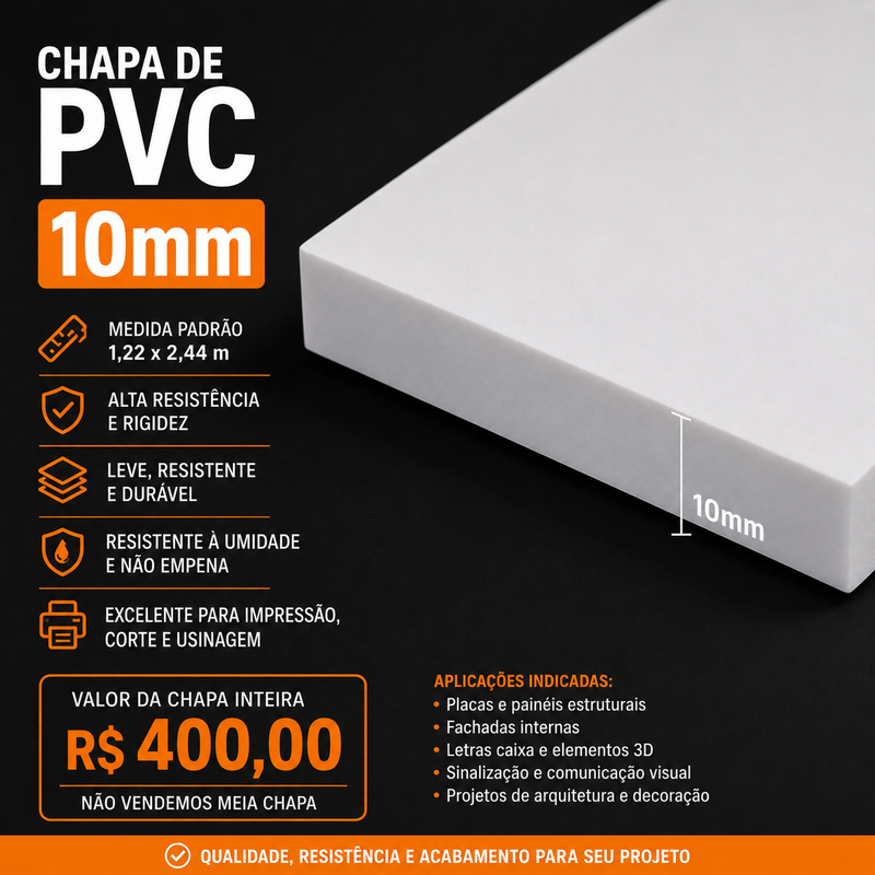 CHAPA DE PVC EXPANDIDO 10MM