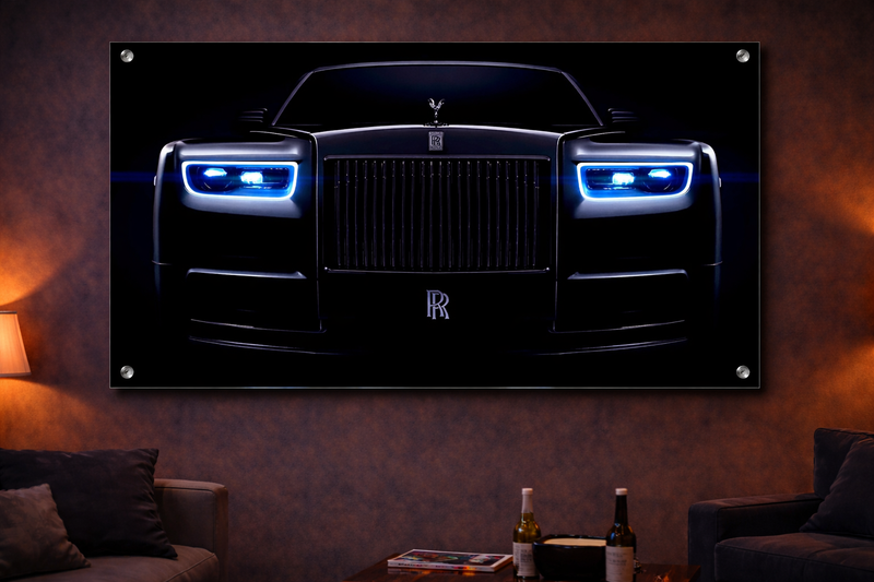 Quadro Rolls-Royce — Luxo Noturno Azul (Acrílico Cristal)