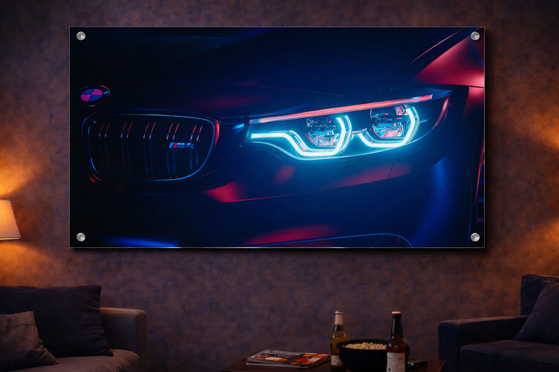 Quadro BMW M4 — Blue Neon Gaze (Crystal Acrylic)