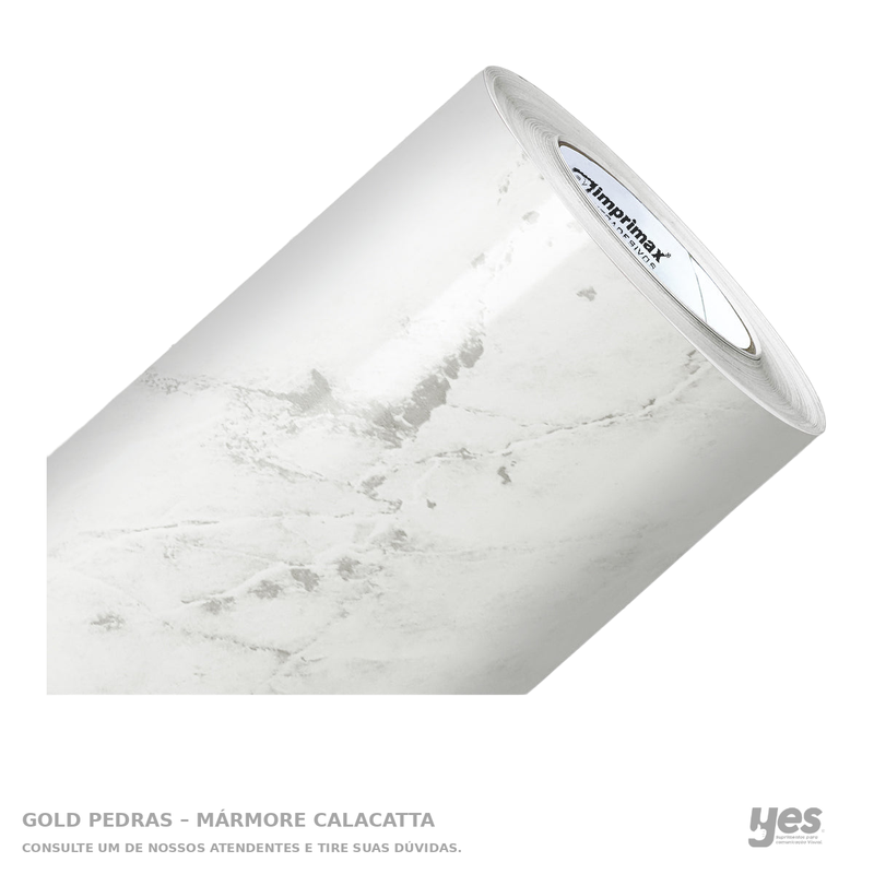 Gold Pedras – Mármore Calacatta — foto original com fundo branco e rodapé YES