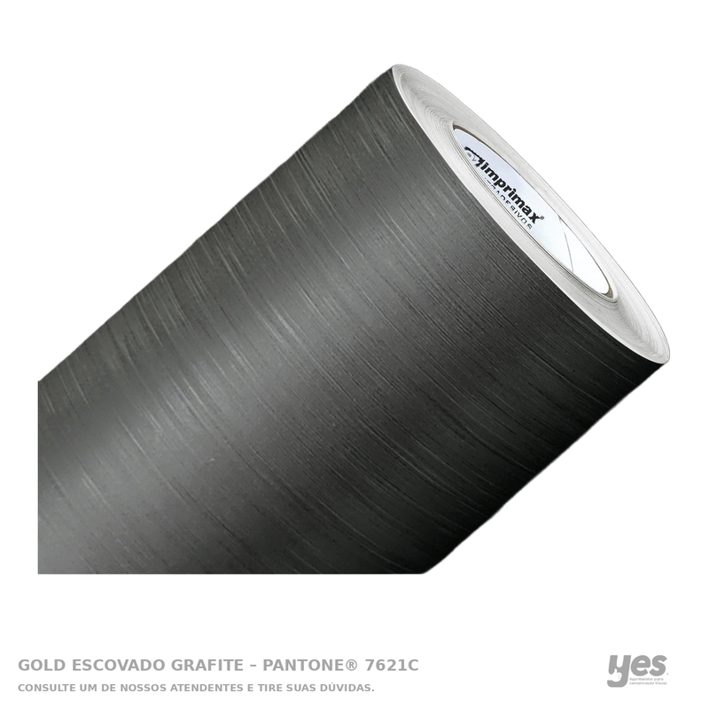 Gold Escovado Grafite – Pantone® 7621C — foto original com fundo branco e rodapé YES
