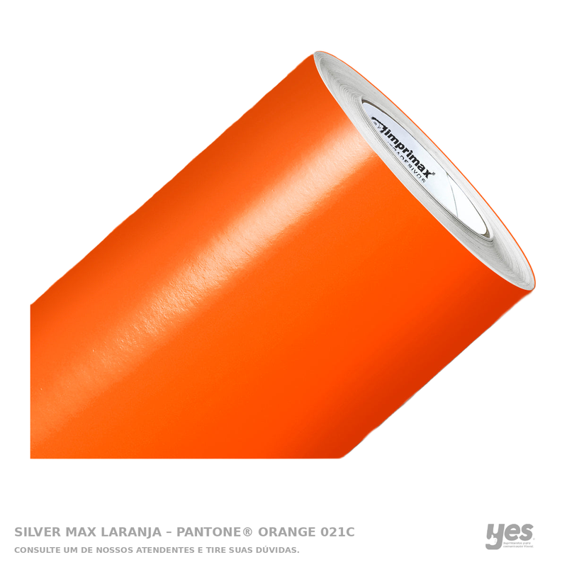 Silver Max Laranja – Pantone® Orange 021C — foto original com fundo branco e rodapé YES