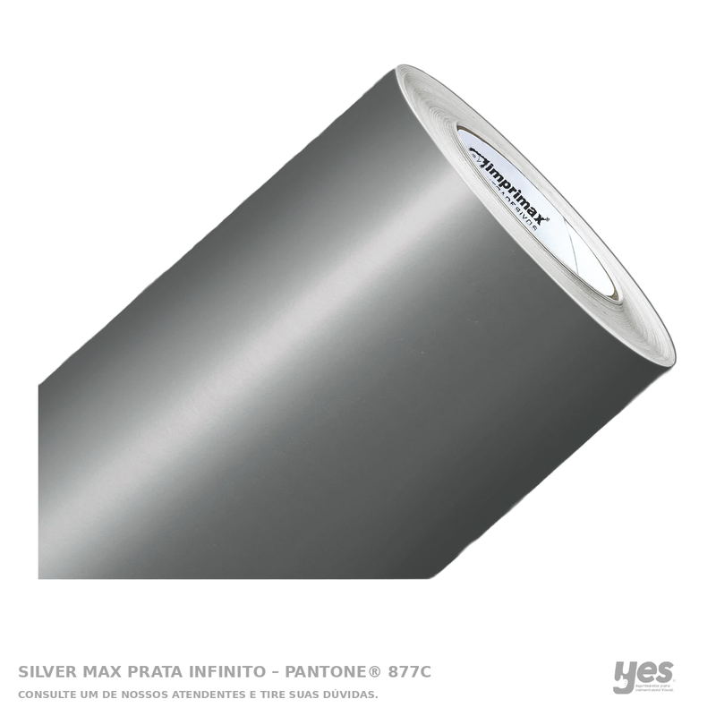 Silver Max Prata Infinito – Pantone® 877C — foto original com fundo branco e rodapé YES