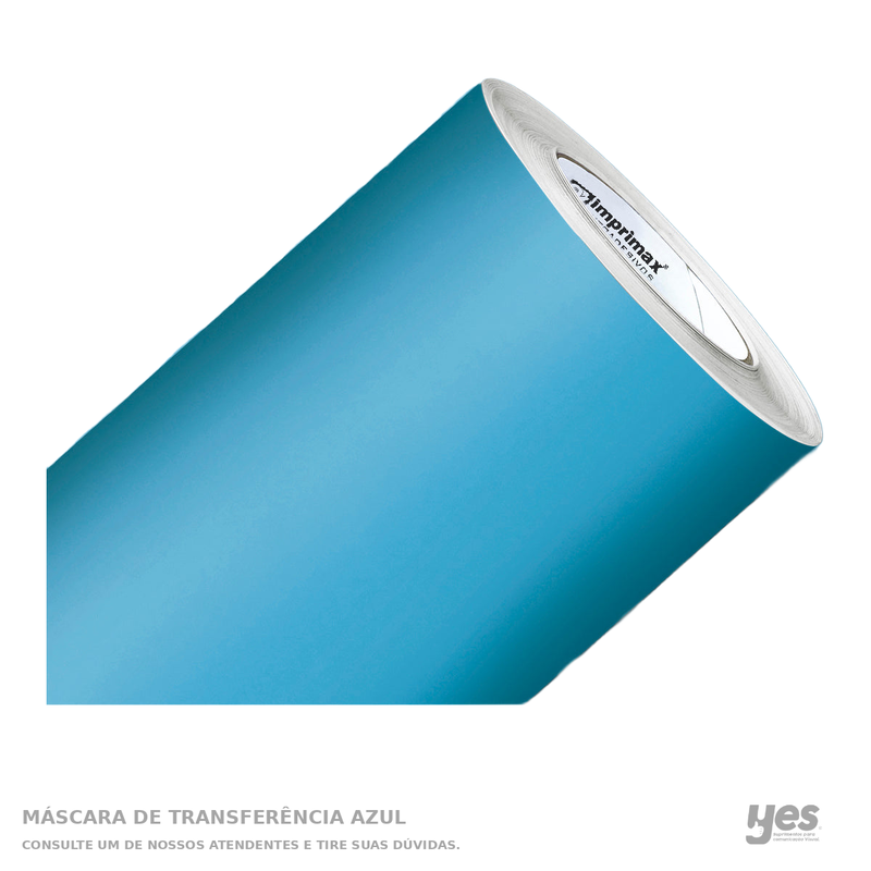 Máscara de Transferência Azul — foto original com fundo branco e rodapé YES